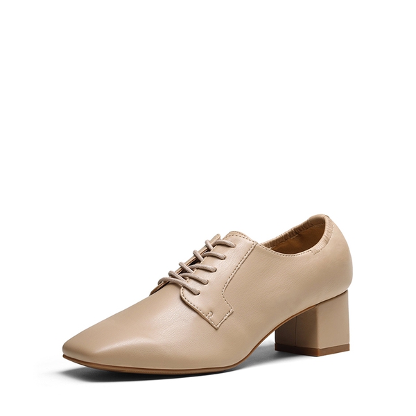 Vintage Dress Oxfords Shoes - DARK NUDE PU -  0